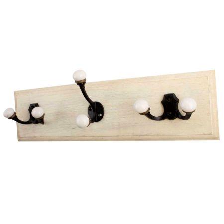 Black Double Loop Ceramic Iron Wooden Hooks